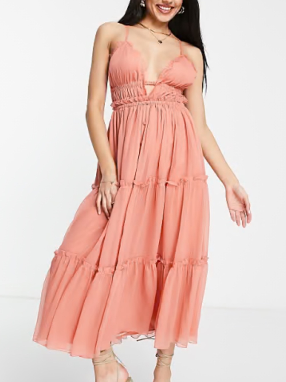 ASOS Salmon/Pink Maxi Dress